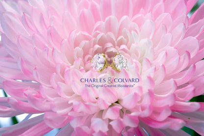 1.6カラット モアサナイト ピアス Charles & Colvard 14金 イエローゴールド K14