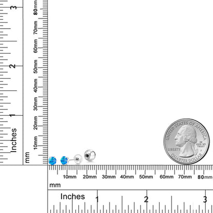 0.5カラット シミュレイテッド ブルーオパール ピアス プラチナ Pt900 10月 誕生石