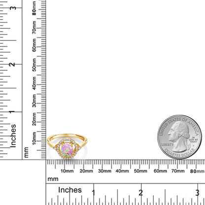 0.97カラット シミュレイテッド ピンクオパール リング 指輪 シルバー925 18金 イエローゴールド 加工 10月 誕生石