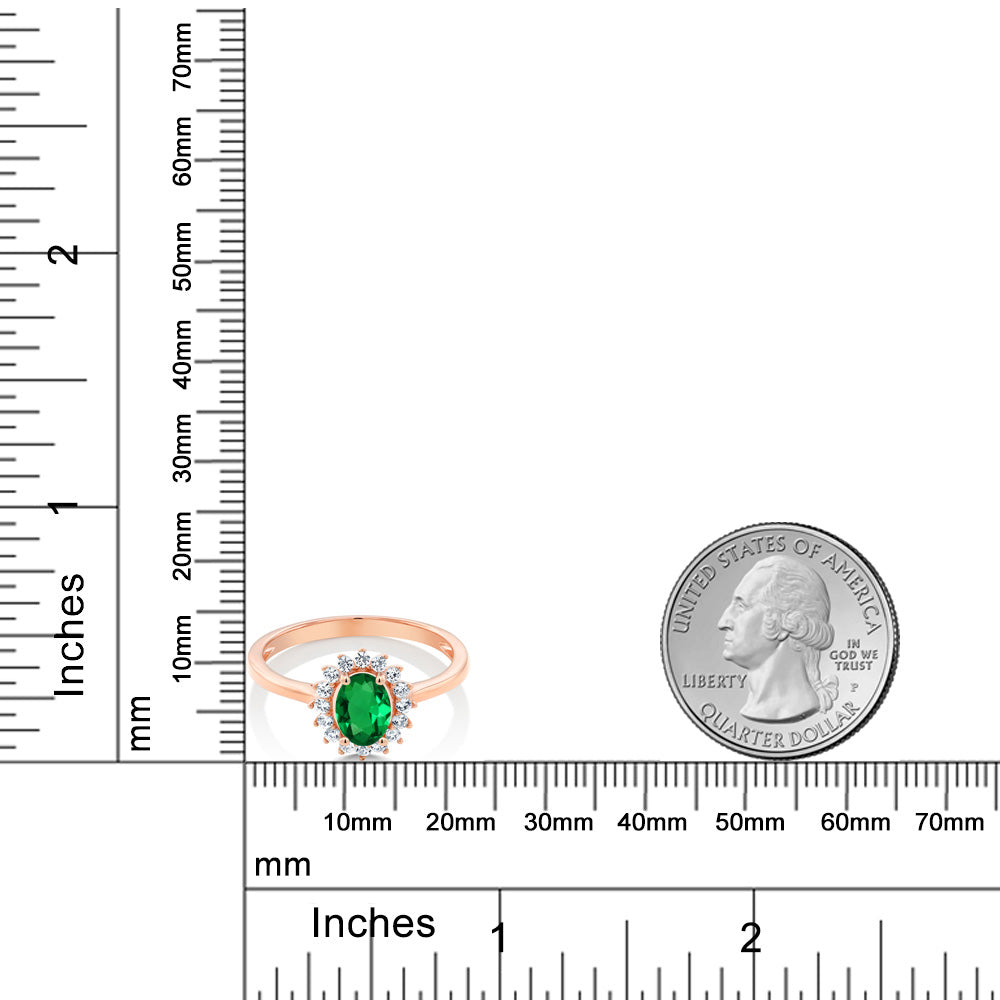 0.84カラット  ナノエメラルド リング 指輪  シンセティック ホワイトサファイア 10金 ピンクゴールド K10  5月 誕生石
