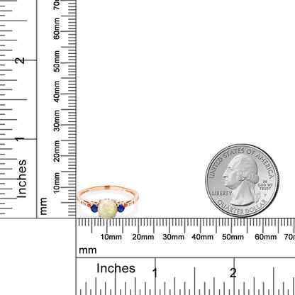 0.7カラット  天然 エチオピアンオパール リング 指輪  シンセティック サファイア 10金 ピンクゴールド K10  10月 誕生石