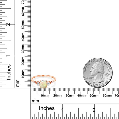 0.7カラット  天然 エチオピアンオパール リング 指輪  シンセティック ホワイトサファイア 10金 ピンクゴールド K10  10月 誕生石