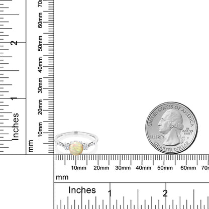 0.7カラット 天然 エチオピアンオパール リング 指輪 シンセティック ホワイトサファイア 10金 ホワイトゴールド K10 10月 誕生石