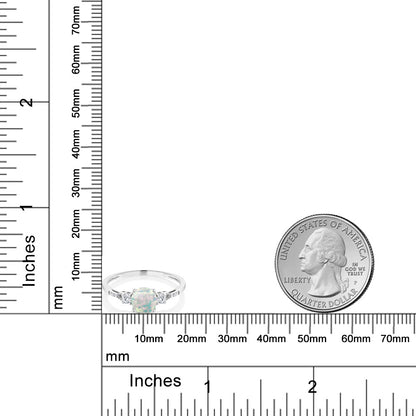 0.45カラット  シミュレイテッド ホワイトオパール リング 指輪  シンセティック ホワイトサファイア 10金 ホワイトゴールド K10  10月 誕生石