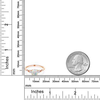 0.89カラット  シミュレイテッド ホワイトオパール リング 指輪  シンセティック ホワイトサファイア 10金 ピンクゴールド K10  10月 誕生石
