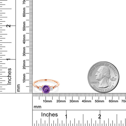 1.14カラット  天然 アメジスト リング 指輪  シンセティック ホワイトサファイア 10金 ピンクゴールド K10  2月 誕生石