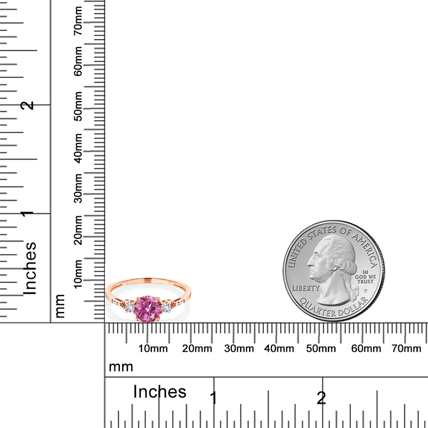 0.94カラット  ピンク モアサナイト リング 指輪  シンセティック ホワイトサファイア 10金 ピンクゴールド K10