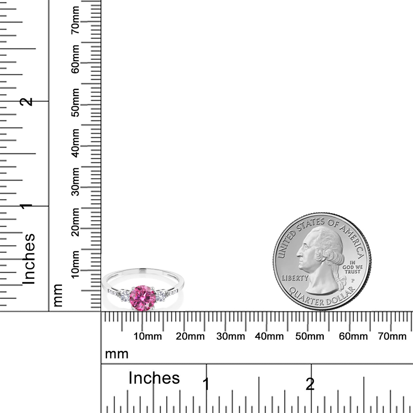 0.94カラット  ピンク モアサナイト リング 指輪  シンセティック ホワイトサファイア 10金 ホワイトゴールド K10