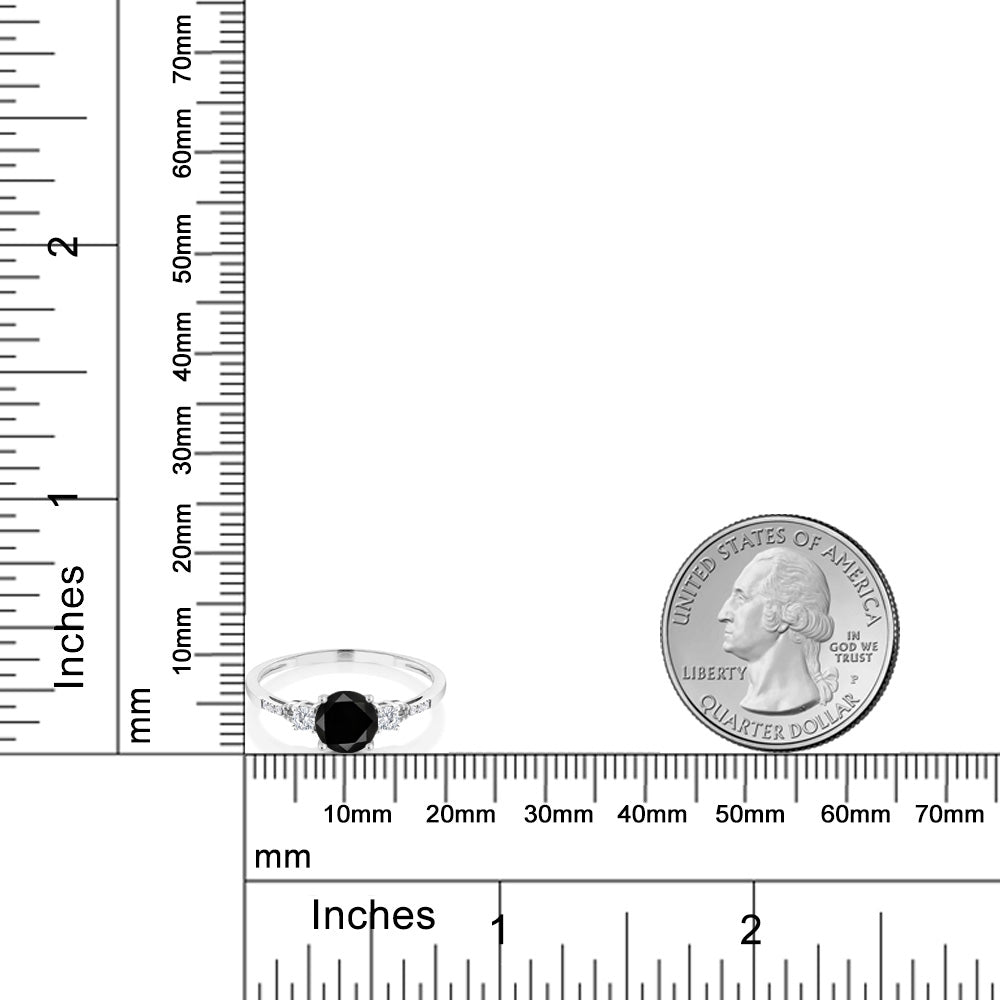 1.2カラット 天然 ブラックダイヤモンド リング 指輪 シンセティック ホワイトサファイア 10金 ホワイトゴールド K10