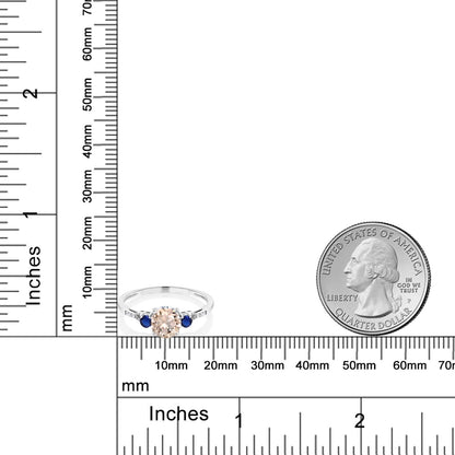 0.74カラット  天然 モルガナイト リング 指輪  シンセティック サファイア 10金 ホワイトゴールド K10  4月 誕生石