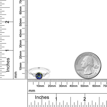1.14カラット  天然石 ミスティックトパーズ  リング 指輪  シンセティック ホワイトサファイア 10金 ホワイトゴールド K10  11月 誕生石