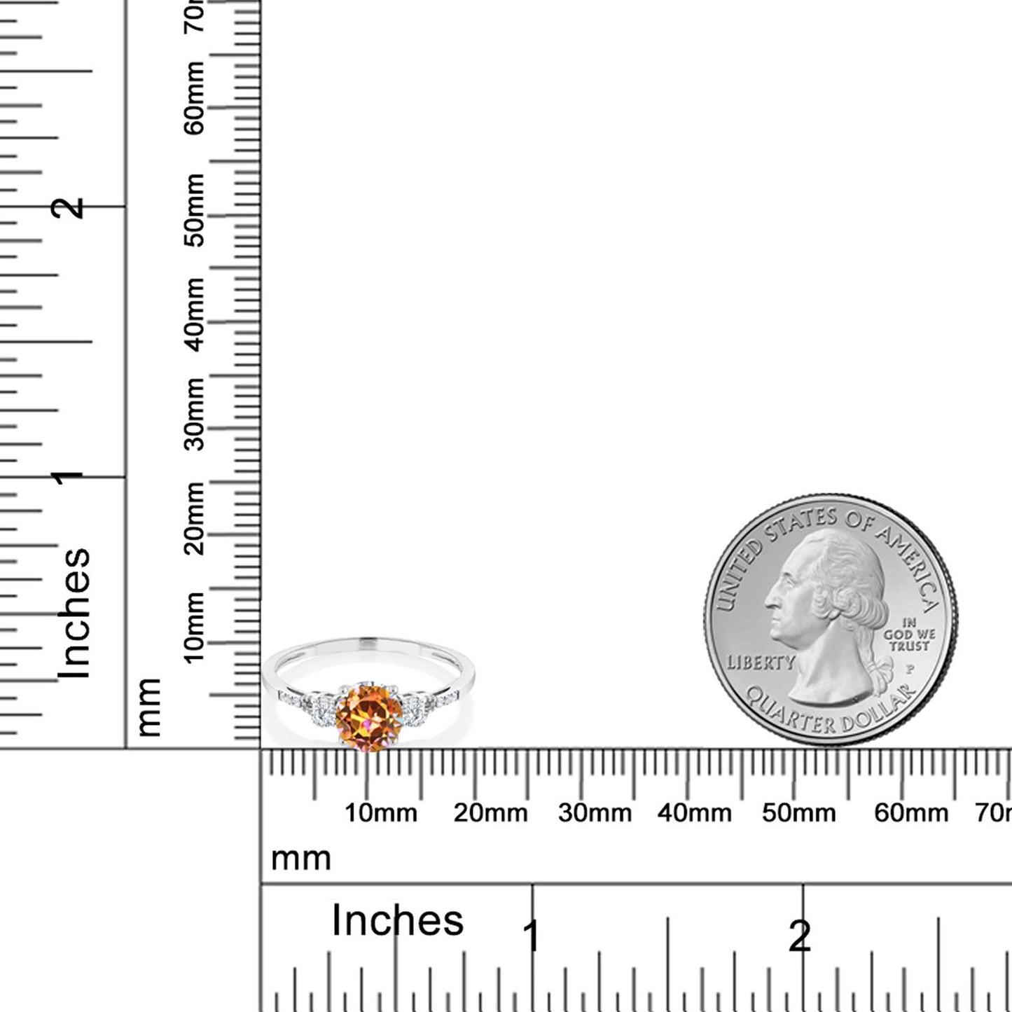 1.14カラット  天然石 エクスタシーミスティックトパーズ リング 指輪  シンセティック ホワイトサファイア 10金 ホワイトゴールド K10  11月 誕生石