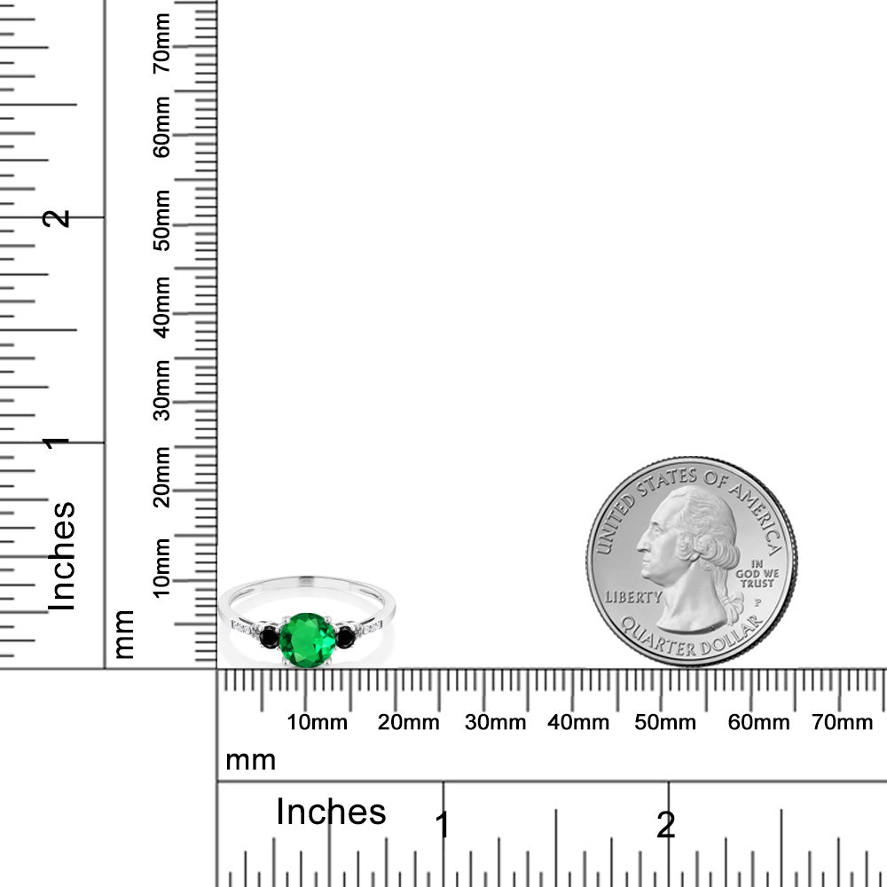 0.95カラット ナノエメラルド リング 指輪 天然 ブラックダイヤモンド 10金 ホワイトゴールド K10 5月 誕生石