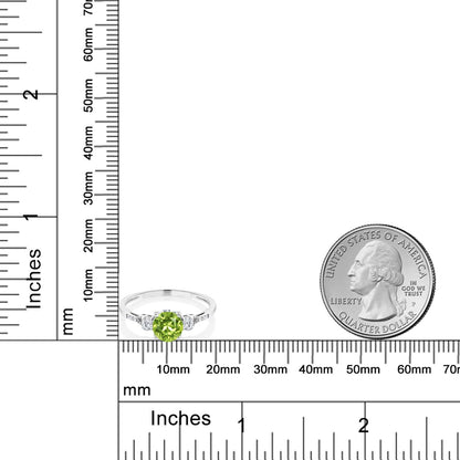 1.14カラット  天然石 ペリドット リング 指輪  シンセティック ホワイトサファイア 10金 ホワイトゴールド K10  8月 誕生石