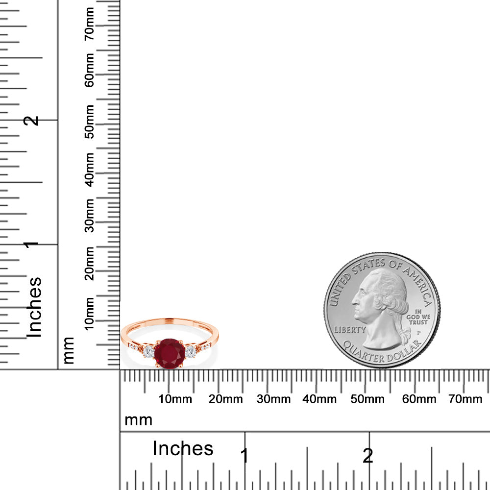 1.14カラット  天然 ルビー リング 指輪  シンセティック ホワイトサファイア 10金 ピンクゴールド K10  7月 誕生石