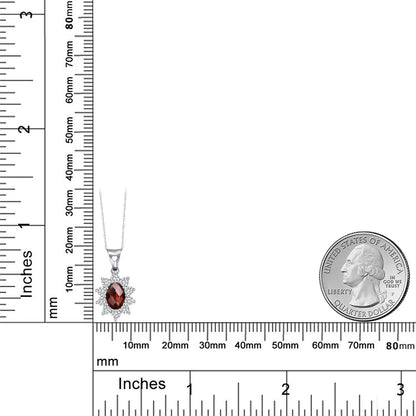 1.3カラット 天然 ガーネット ネックレス シンセティック ホワイトサファイア 10金 ホワイトゴールド K10 1月 誕生石
