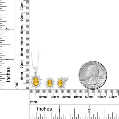 2.6カラット 天然 シトリン ネックレス ピアス セット 10金 ホワイトゴールド K10 11月 誕生石