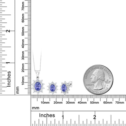 2.85カラット 天然石 タンザナイト ネックレス ピアス セット 10金 ホワイトゴールド K10 12月 誕生石