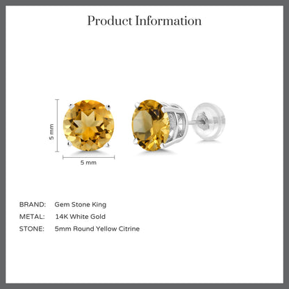 0.9カラット 天然 シトリン ピアス 14金 ホワイトゴールド K14 11月 誕生石
