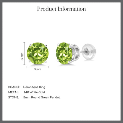 1カラット  天然石 ペリドット ピアス   14金 ホワイトゴールド K14  8月 誕生石