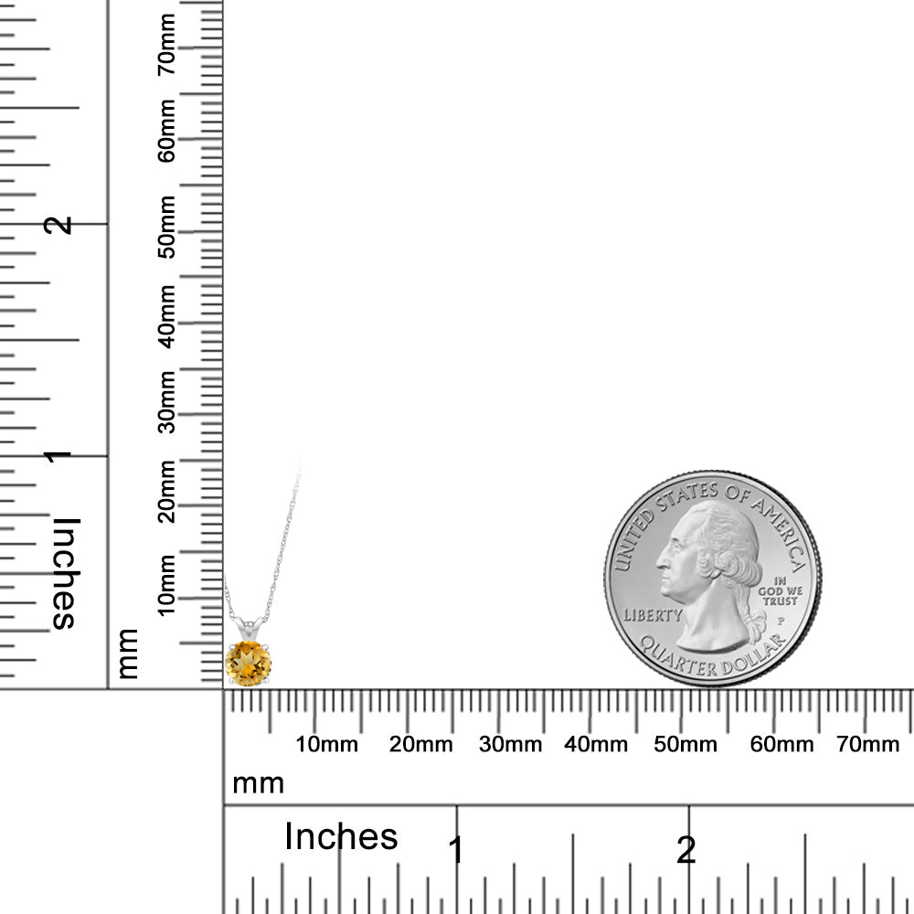 0.45カラット 天然 シトリン ネックレス 14金 ホワイトゴールド K14 11月 誕生石