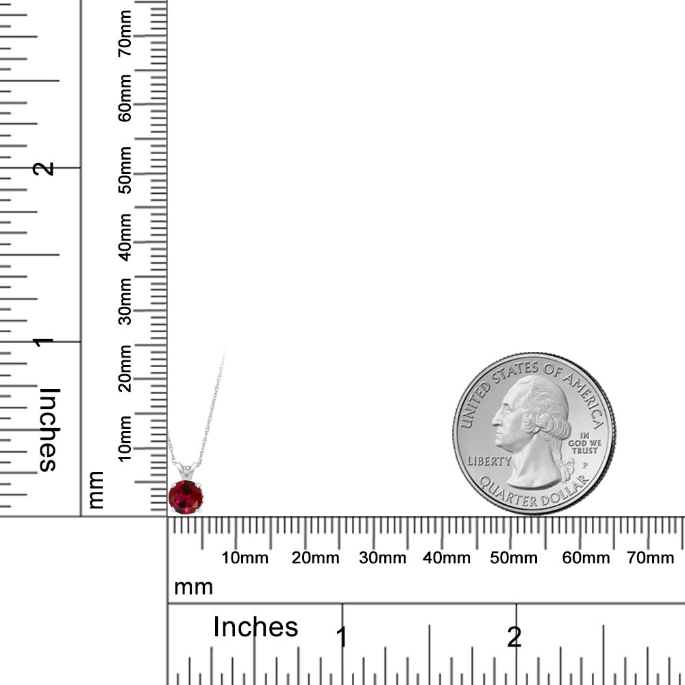 0.6カラット シンセティック ルビー ネックレス 14金 ホワイトゴールド K14 7月 誕生石