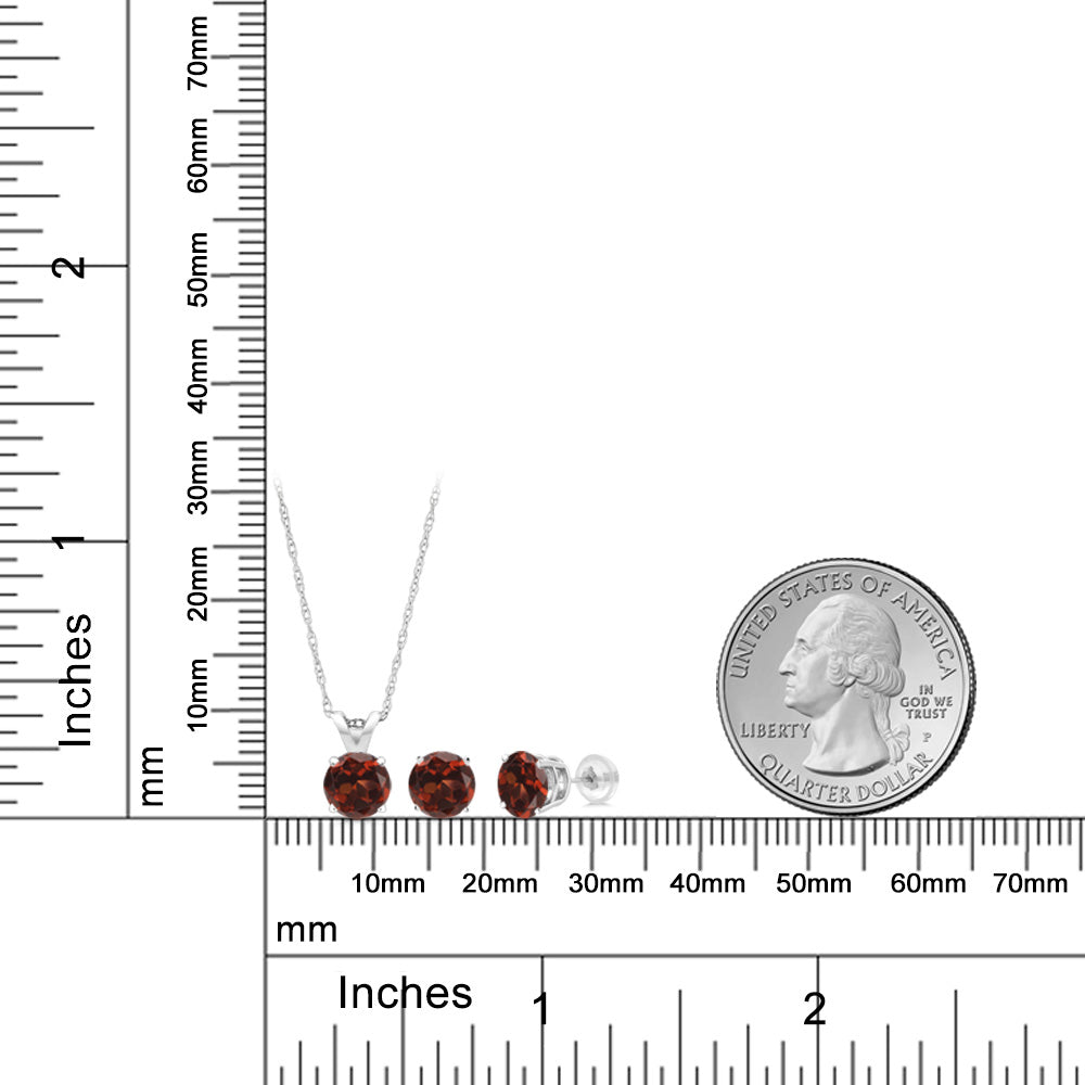1.65カラット  天然 ガーネット ネックレス ピアス セット   14金 ホワイトゴールド K14  1月 誕生石