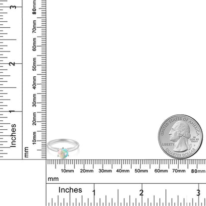 0.5カラット  シミュレイテッド ホワイトオパール リング 指輪   18金 ホワイトゴールド K18  10月 誕生石