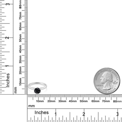 0.69カラット  天然 ブラックサファイア リング 指輪   18金 ホワイトゴールド K18  9月 誕生石