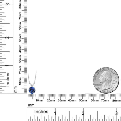1カラット シンセティック サファイア ネックレス シルバー925 9月 誕生石