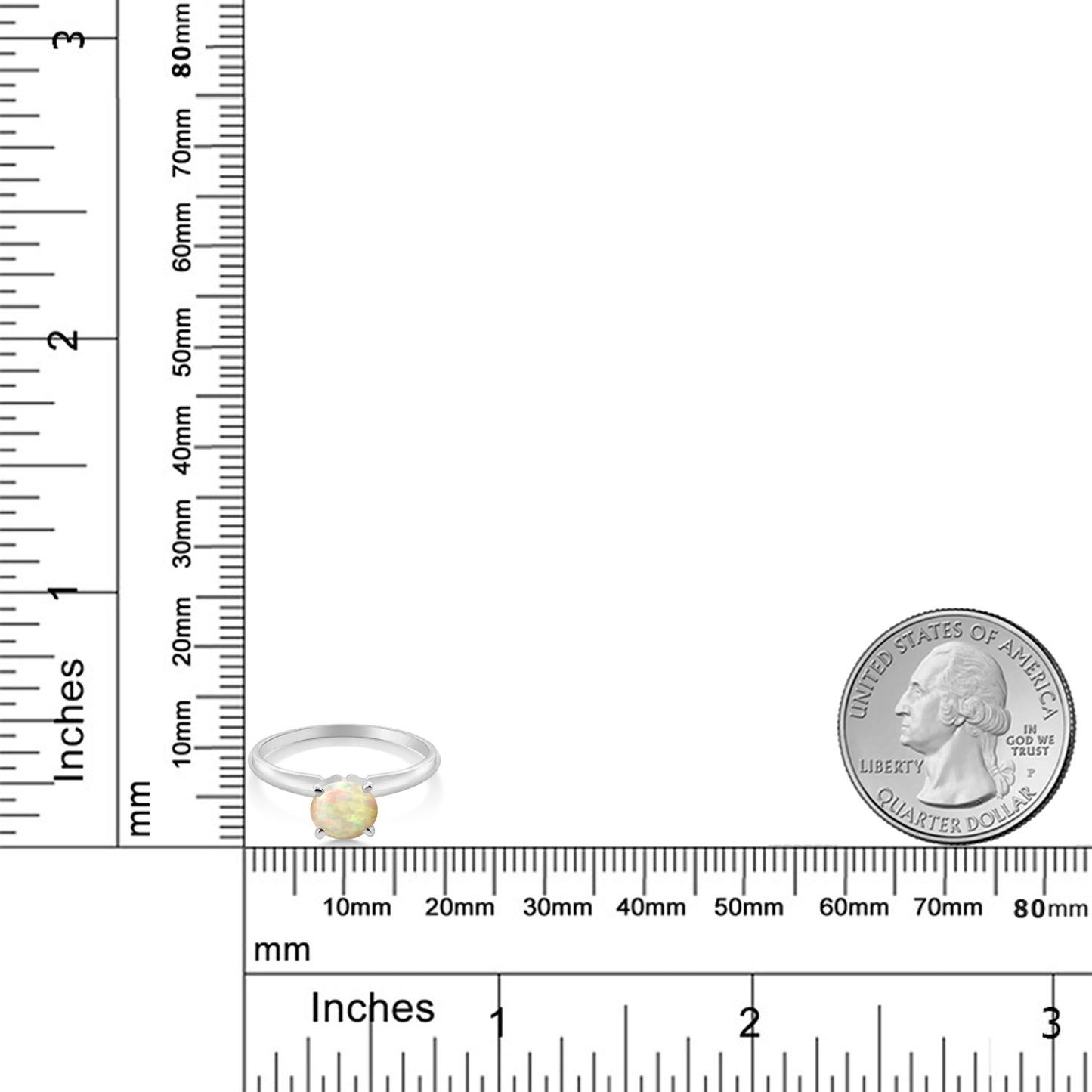 0.56カラット  天然 エチオピアンオパール リング 指輪   14金 ホワイトゴールド K14  10月 誕生石
