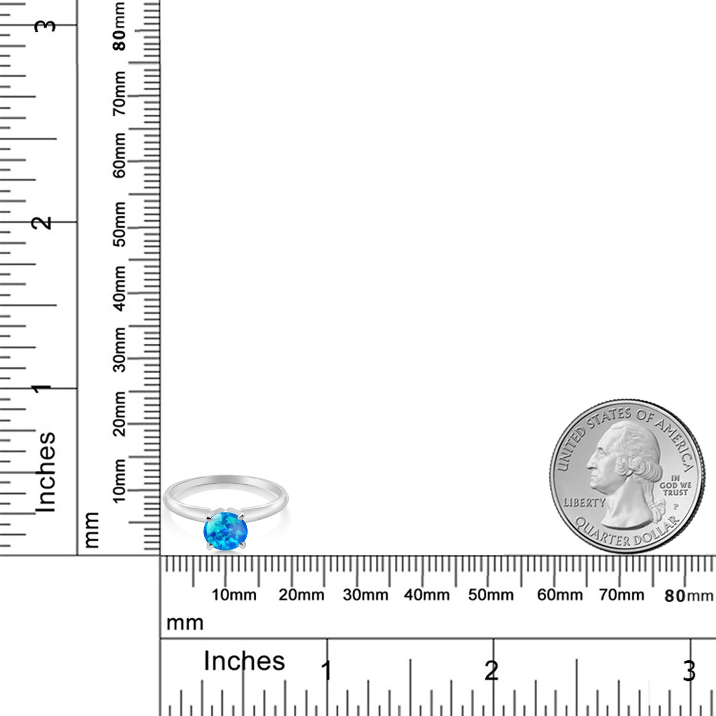 0.75カラット  シミュレイテッド ブルーオパール リング 指輪   14金 ホワイトゴールド K14  10月 誕生石