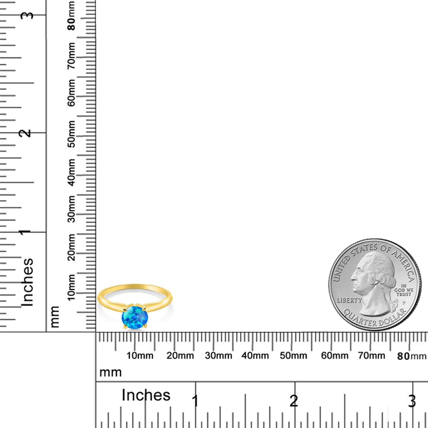 0.75カラット  シミュレイテッド ブルーオパール リング 指輪   14金 イエローゴールド K14  10月 誕生石