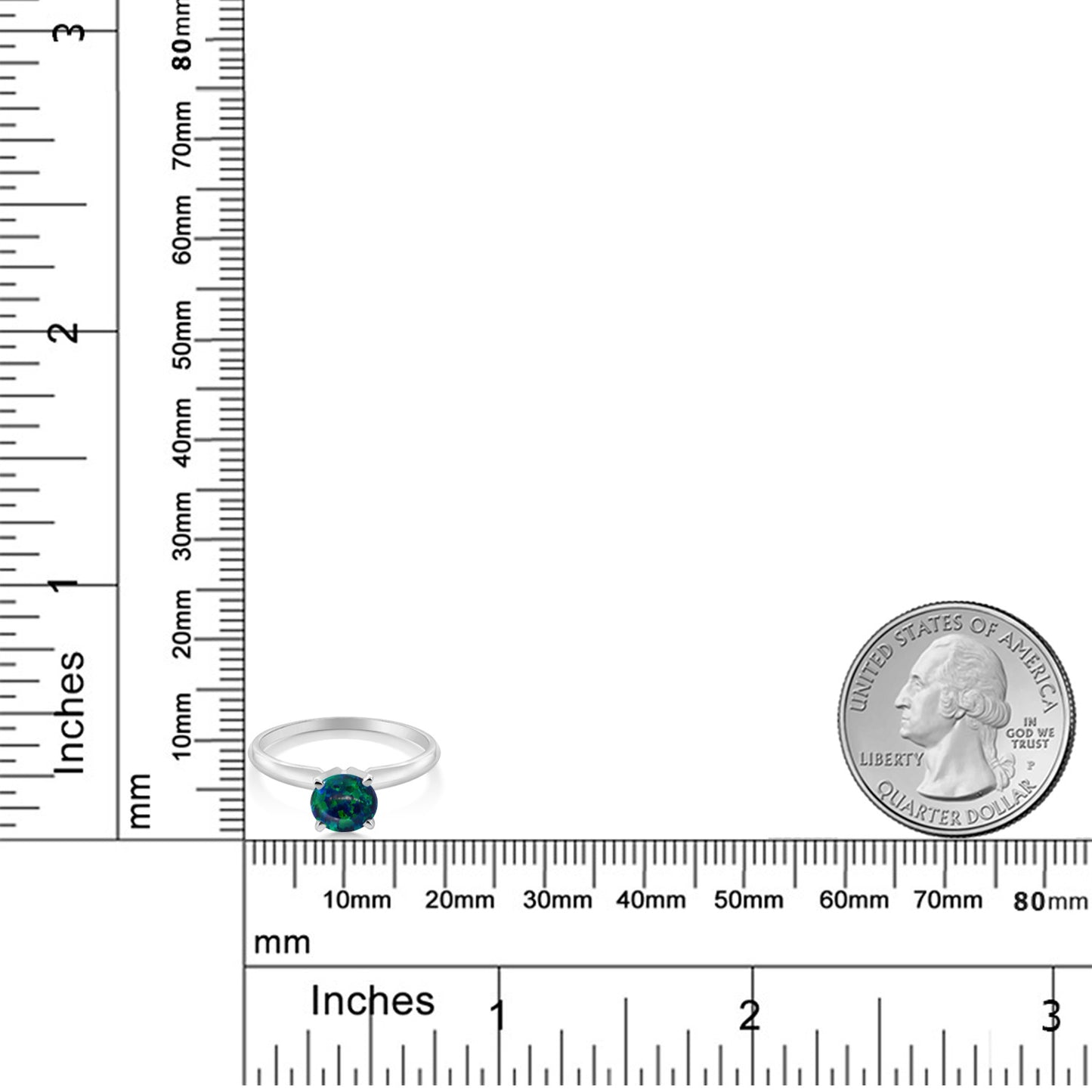 0.75カラット  シミュレイテッド グリーンオパール リング 指輪   14金 ホワイトゴールド K14  10月 誕生石