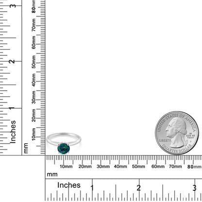 0.75カラット  シミュレイテッド グリーンオパール リング 指輪   14金 ホワイトゴールド K14  10月 誕生石