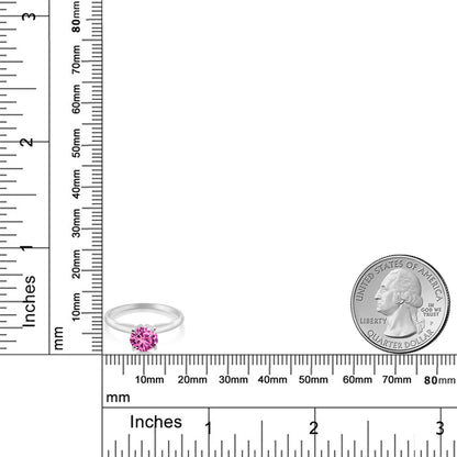 1カラット  シンセティック ピンクサファイア リング 指輪   14金 ホワイトゴールド K14  9月 誕生石