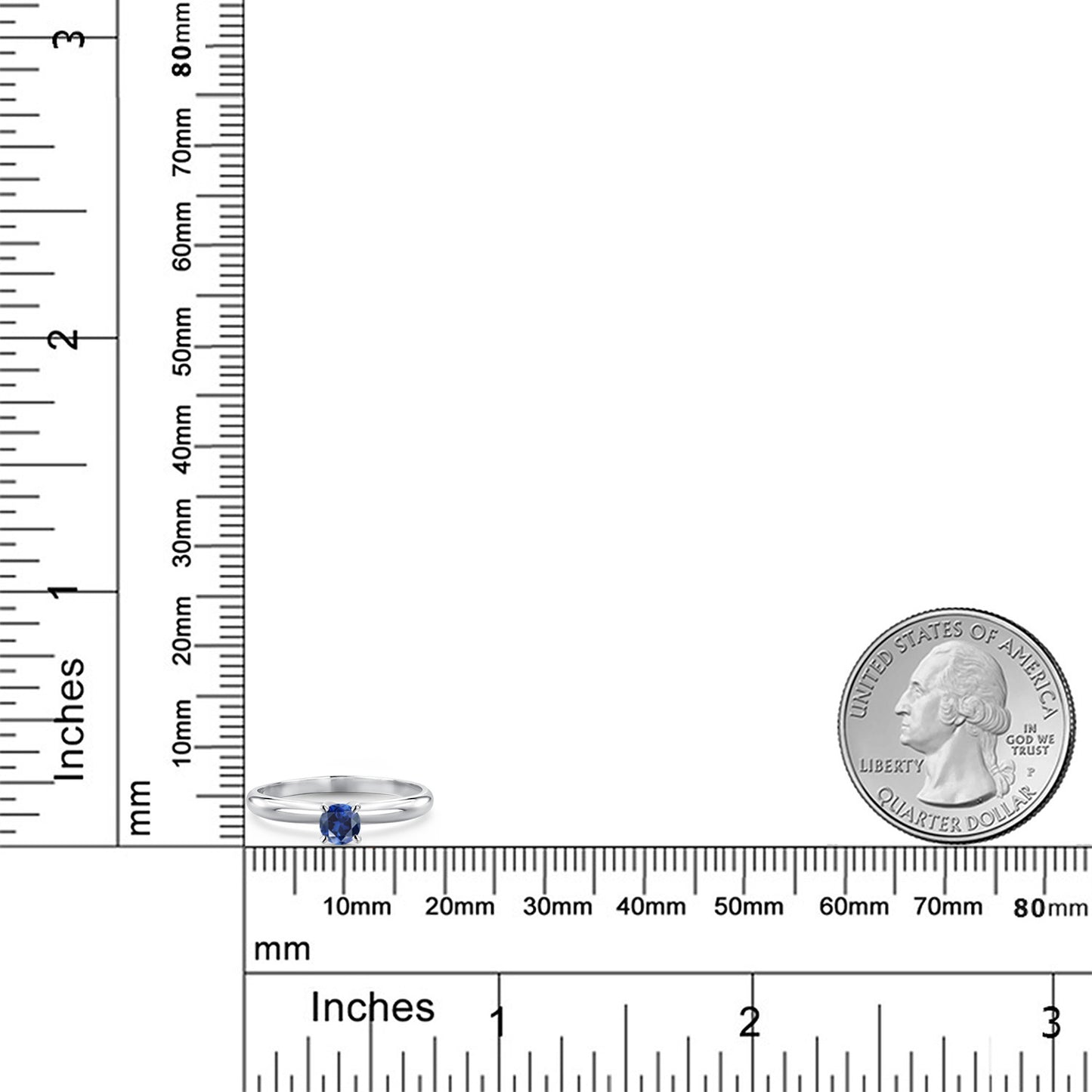 0.25カラット  シンセティック サファイア リング 指輪   14金 ホワイトゴールド K14  9月 誕生石