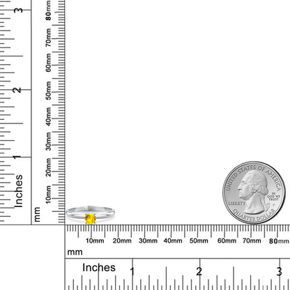 0.36カラット  天然 イエローサファイア リング 指輪   14金 ホワイトゴールド K14  9月 誕生石