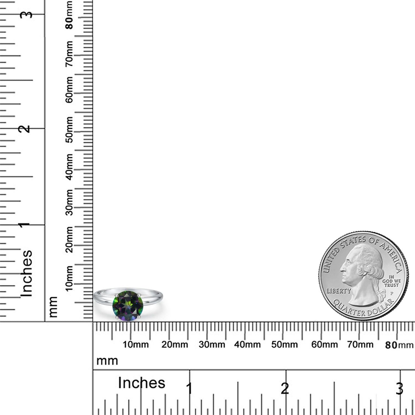 2.4カラット  天然石 ミスティックトパーズ  リング 指輪   14金 ホワイトゴールド K14  11月 誕生石