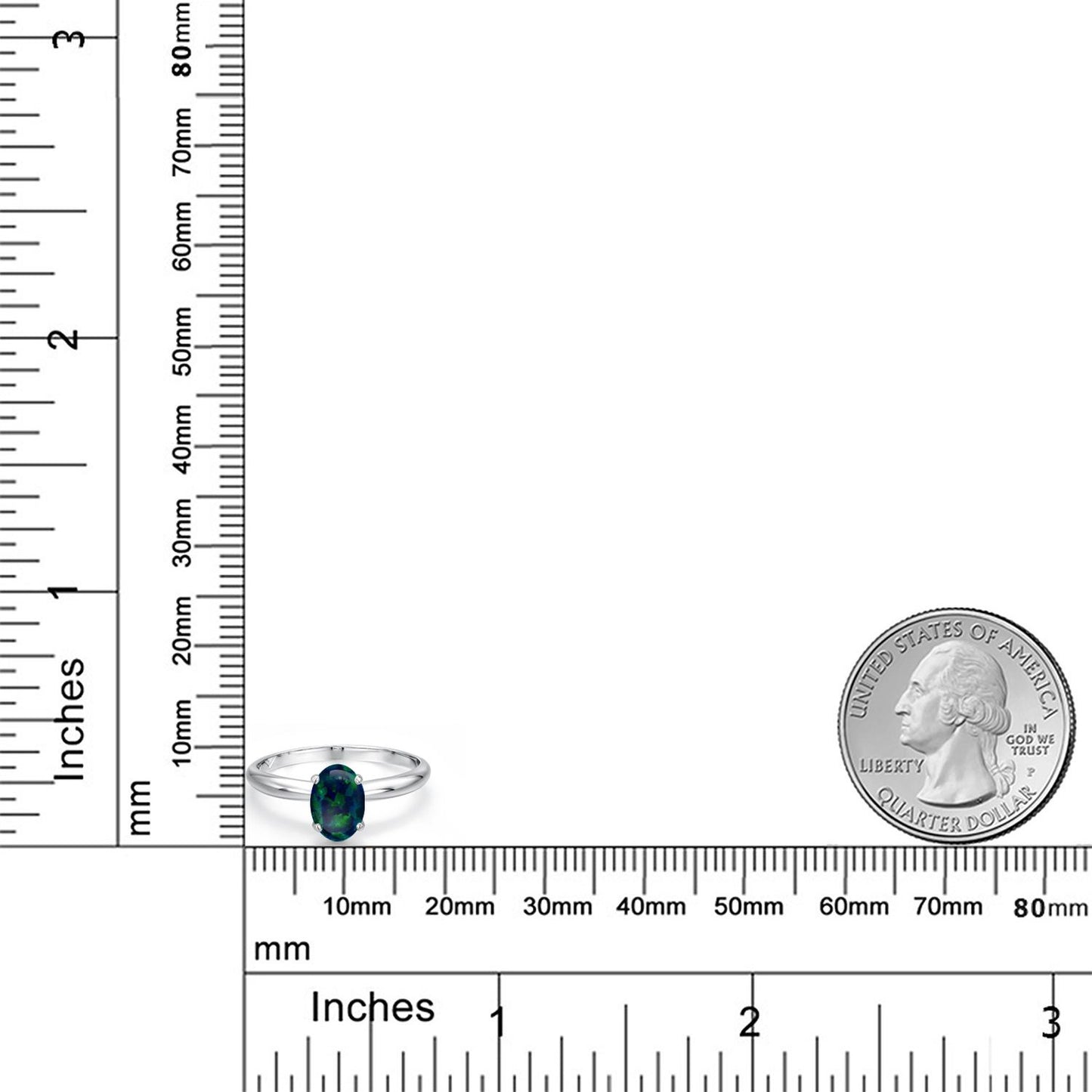 0.63カラット  シミュレイテッド グリーンオパール リング 指輪   14金 ホワイトゴールド K14  10月 誕生石