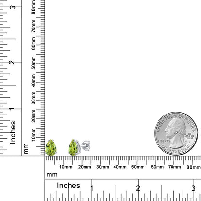 2.6カラット 天然石 ペリドット ピアス 14金 ホワイトゴールド K14 8月 誕生石