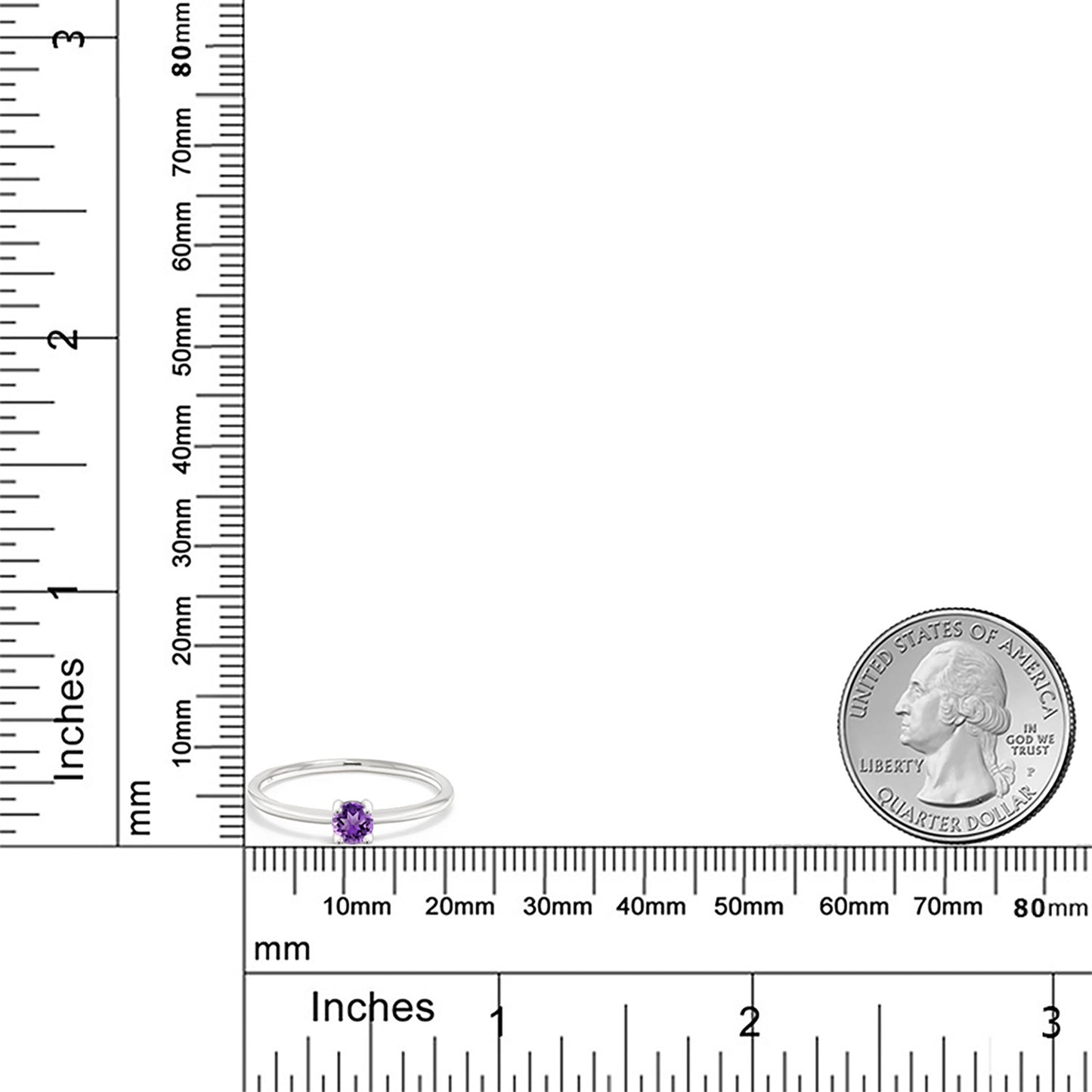 0.15カラット  天然 アメジスト リング 指輪   10金 ホワイトゴールド K10  2月 誕生石