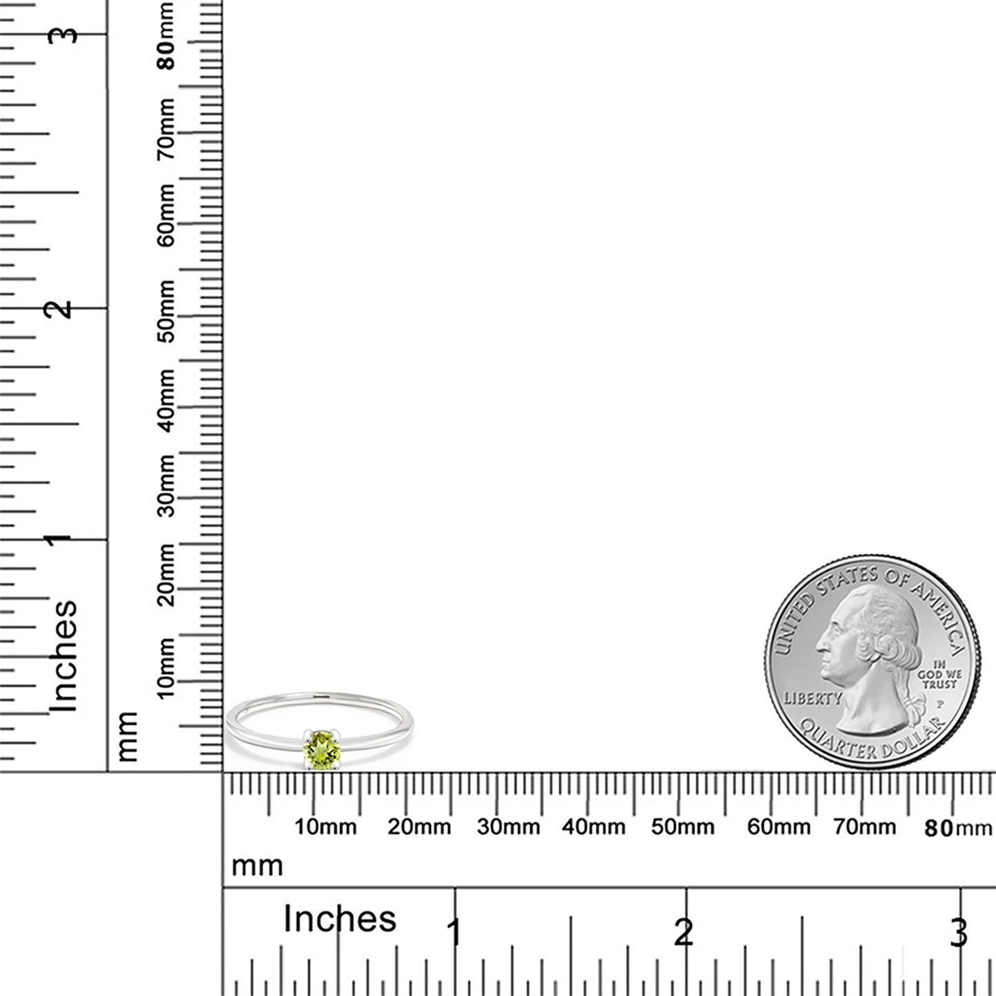 0.18カラット  天然石 ペリドット リング 指輪   10金 ホワイトゴールド K10  8月 誕生石