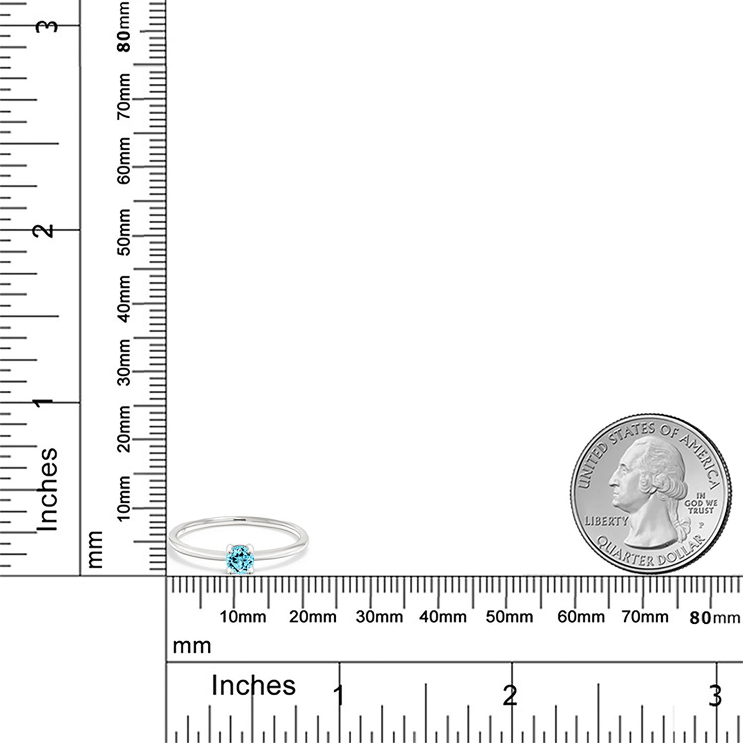 0.2カラット  天然 スイスブルートパーズ リング 指輪   10金 ホワイトゴールド K10  11月 誕生石