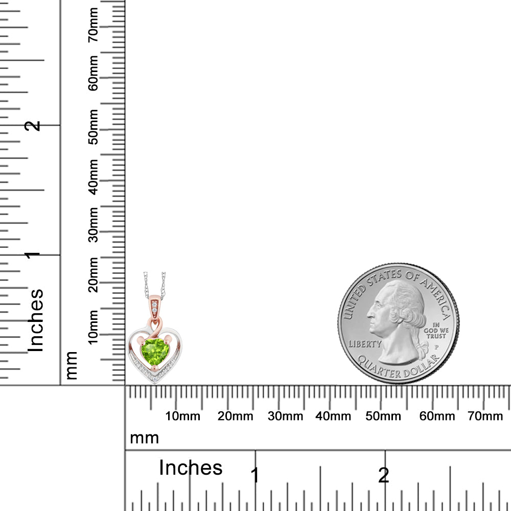 0.5カラット 天然石 ペリドット オープンハート ネックレス 天然 ダイヤモンド 10金 ツートンゴールド K10 8月 誕生石