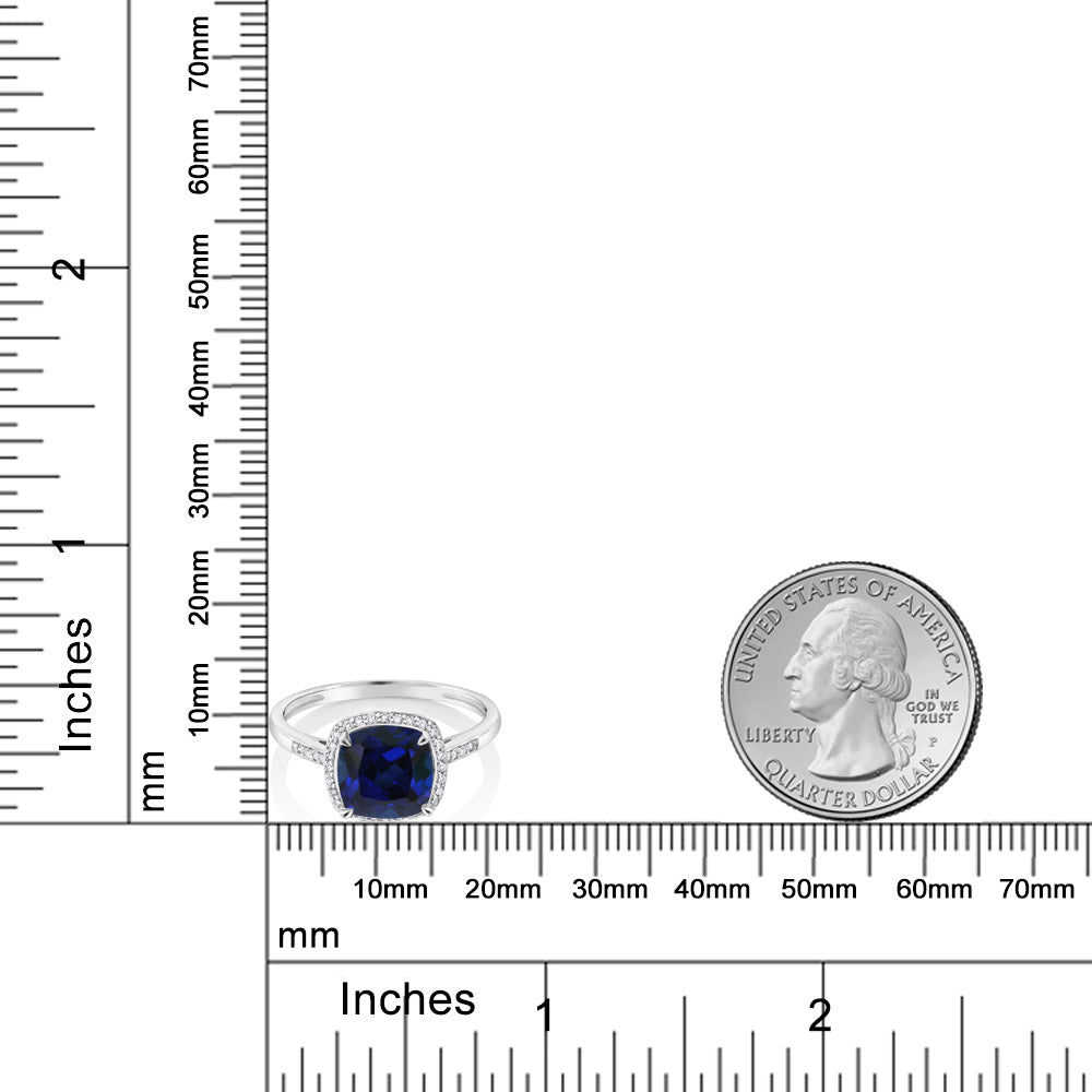 2.5カラット  シンセティック サファイア リング 指輪  天然 ダイヤモンド 10金 ホワイトゴールド K10  9月 誕生石