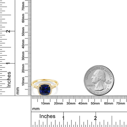 2.5カラット  シンセティック サファイア リング 指輪  天然 ダイヤモンド 10金 イエローゴールド K10  9月 誕生石