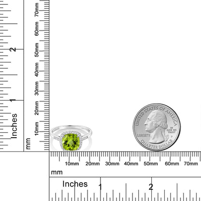 2.75カラット  天然石 ペリドット リング 指輪  天然 ダイヤモンド 10金 ホワイトゴールド K10  8月 誕生石