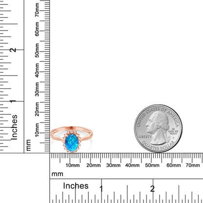 1.11カラット シミュレイテッド ブルーオパール リング 指輪 天然 ダイヤモンド 10金 ピンクゴールド K10 10月 誕生石