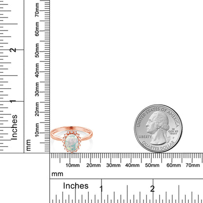 1.05カラット シミュレイテッド ホワイトオパール リング 指輪 天然 ダイヤモンド 10金 ピンクゴールド K10 10月 誕生石
